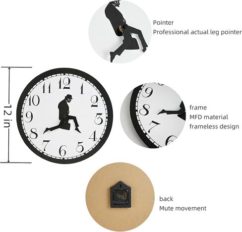ساعة وزارة السخيفة للمشي الصامت، ساعة حائط للمشي السخيفة مقاس 12 بوصة، ساعة حائط مثيرة للاهتمام لغرفة النوم وغرفة المعيشة والمطبخ، هدية مبتكرة لديكور المنزل (أسود) in Kuwait