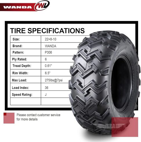 WANDA 2 New ATV UTV Tires 22X8-10 22x8x10 6PR P306-10264 in Saudi Arabia