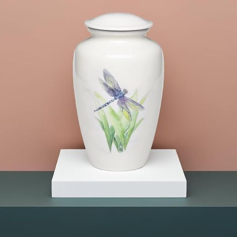 Affordable Dragonfly Adult Cremation Urn for Human Ashes - White Cremation Urn with Dragonfly Design - Adult Size - White - 220 cu. in. in Saudi Arabia