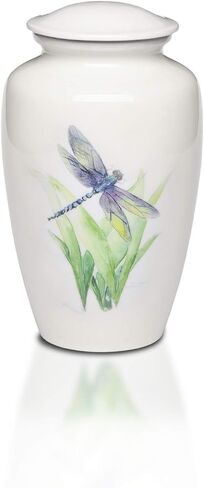 Affordable Dragonfly Adult Cremation Urn for Human Ashes - White Cremation Urn with Dragonfly Design - Adult Size - White - 220 cu. in. in Saudi Arabia