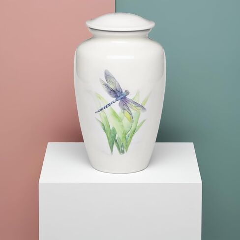 Affordable Dragonfly Adult Cremation Urn for Human Ashes - White Cremation Urn with Dragonfly Design - Adult Size - White - 220 cu. in. in Saudi Arabia
