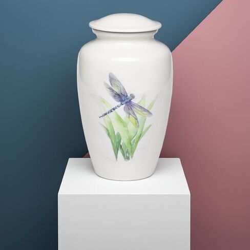 Affordable Dragonfly Adult Cremation Urn for Human Ashes - White Cremation Urn with Dragonfly Design - Adult Size - White - 220 cu. in. in Saudi Arabia