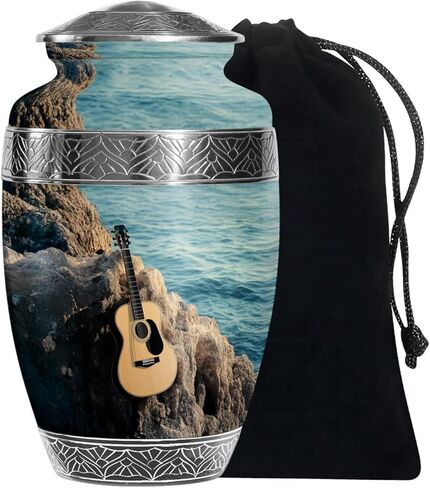 جرار حرق الجيتار للرماد من الذكور والإناث البالغين، جرة تذكارية كبيرة للأب البالغ من الرماد البشري، (قطرة كبيرة، 10 بوصة) in Kuwait
