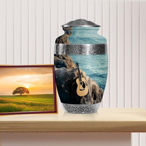 جرار حرق الجيتار للرماد من الذكور والإناث البالغين، جرة تذكارية كبيرة للأب البالغ من الرماد البشري، (قطرة كبيرة، 10 بوصة) in Kuwait