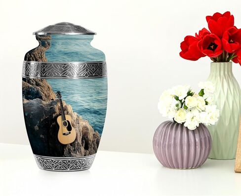 جرار حرق الجيتار للرماد من الذكور والإناث البالغين، جرة تذكارية كبيرة للأب البالغ من الرماد البشري، (قطرة كبيرة، 10 بوصة) in Kuwait