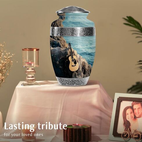 جرار حرق الجيتار للرماد من الذكور والإناث البالغين، جرة تذكارية كبيرة للأب البالغ من الرماد البشري، (قطرة كبيرة، 10 بوصة) in Kuwait