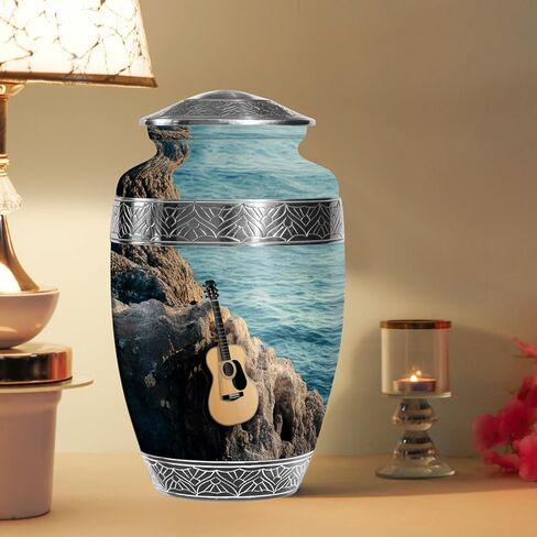 جرار حرق الجيتار للرماد من الذكور والإناث البالغين، جرة تذكارية كبيرة للأب البالغ من الرماد البشري، (قطرة كبيرة، 10 بوصة) in Kuwait