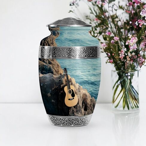جرار حرق الجيتار للرماد من الذكور والإناث البالغين، جرة تذكارية كبيرة للأب البالغ من الرماد البشري، (قطرة كبيرة، 10 بوصة) in Kuwait