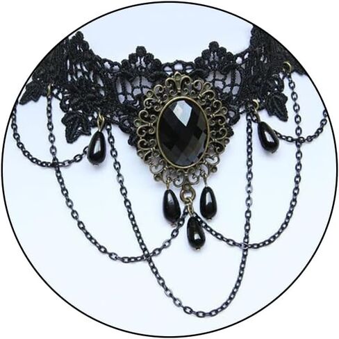 Gothic Blood Drop Choker Necklace Vintage Victorian Goth Punk Lace Accessories Christmas Halloween Jewellery in Saudi Arabia