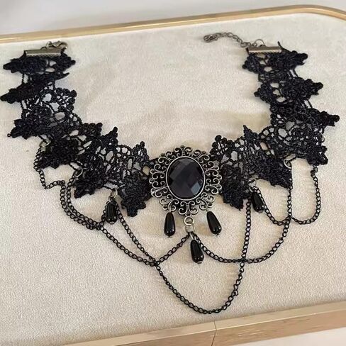 Gothic Blood Drop Choker Necklace Vintage Victorian Goth Punk Lace Accessories Christmas Halloween Jewellery in Saudi Arabia