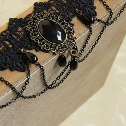 Gothic Blood Drop Choker Necklace Vintage Victorian Goth Punk Lace Accessories Christmas Halloween Jewellery in Saudi Arabia