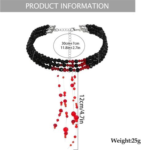 Dripping Blood Imitation Pearl Necklace for Women,Gothic Adjustable Blood Pearl Choker Necklace Punk Multilayered Beaded Tassel Necklace Halloween Jewelry Decorations in Saudi Arabia