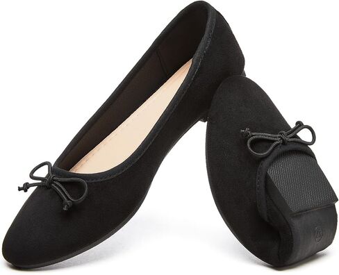 HEAWISH Womens Ballet Flats with Bow Suede Slip On Dress Shoes | Comfortable Round Toe Loafers,Low Heel,Cute Office Work Casual Shoes in Saudi Arabia