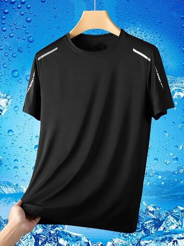 Quick Dry Ice Silk Athletic T-Shirts for Men, Athletic Short Sleeve Moisture Wicking Tee for Running,Training （1 Piece） in Saudi Arabia