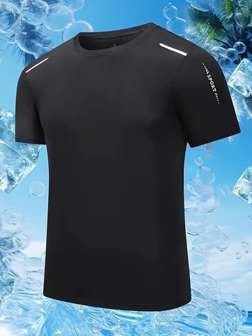 Quick Dry Ice Silk Athletic T-Shirts for Men, Athletic Short Sleeve Moisture Wicking Tee for Running,Training （1 Piece） in Saudi Arabia