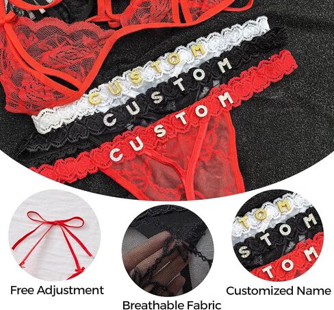 Personalized Lace Thongs for Women, Custom Sexy Name Underwear, Glitter Letters Custom Panties, Bride Wedding Gift, Anniversary, Birthday, or Special Occasion in Saudi Arabia