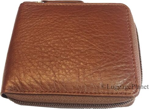 Osgoode Marley RFID Zippered Passcase Leather Mens Bifold Wallet - 1225, Brandy, One Size in Kuwait