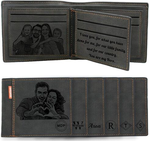 Custom Engraved Wallets Personalized Photo Leather Wallet Men,Husband,Dad,Son,Personalized Gifts in Saudi Arabia