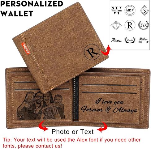 Custom Engraved Wallets Personalized Photo Leather Wallet Men,Husband,Dad,Son,Personalized Gifts in Saudi Arabia