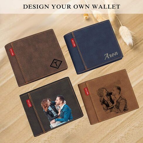 Custom Engraved Wallets Personalized Photo Leather Wallet Men,Husband,Dad,Son,Personalized Gifts in Saudi Arabia