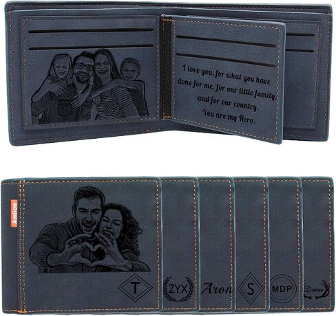 Custom Engraved Wallets Personalized Photo Leather Wallet Men,Husband,Dad,Son,Personalized Gifts in Saudi Arabia