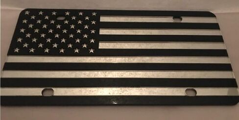 Black & Silver American Flag License Plate in Saudi Arabia