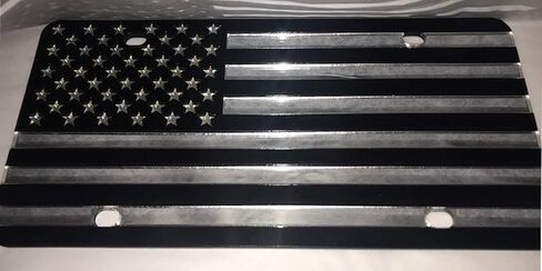 Black & Silver American Flag License Plate in Saudi Arabia