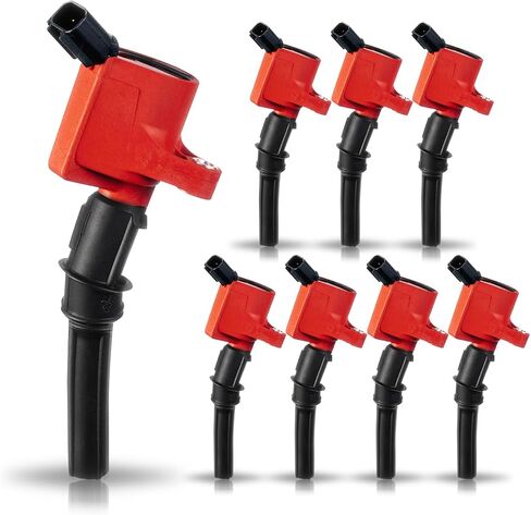 ENA Set of 8 Red Ignition Coil Pack Compatible with Ford Mercury F150 F250 E150 E350 Lincoln Navigator Town Car Crown Victoria Expedition Grand Marquis 4.6L 5.4L 6.8L V8 Replacement for DG508 FD503 in Saudi Arabia