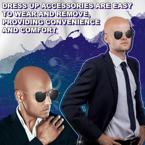 Mepase 6 Pcs Bald Caps with Glasses Bald Head Wig Cap Party Costume Accessories for Adults Women Men Halloween Cosplay(Wrinkle) in Saudi Arabia