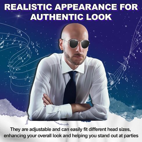 Mepase 6 Pcs Bald Caps with Glasses Bald Head Wig Cap Party Costume Accessories for Adults Women Men Halloween Cosplay(Wrinkle) in Saudi Arabia