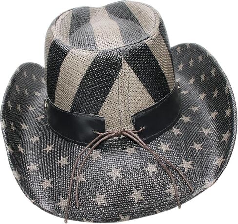 Veemoon Vintage Western Style Cowgirl Hat Unisex for Outdoor Parties Independence Day and Casual Wear Lightweight and Durable Accessory for Men and Women Black in Saudi Arabia