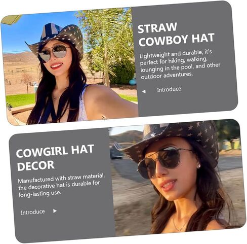 Veemoon Vintage Western Style Cowgirl Hat Unisex for Outdoor Parties Independence Day and Casual Wear Lightweight and Durable Accessory for Men and Women Black in Saudi Arabia