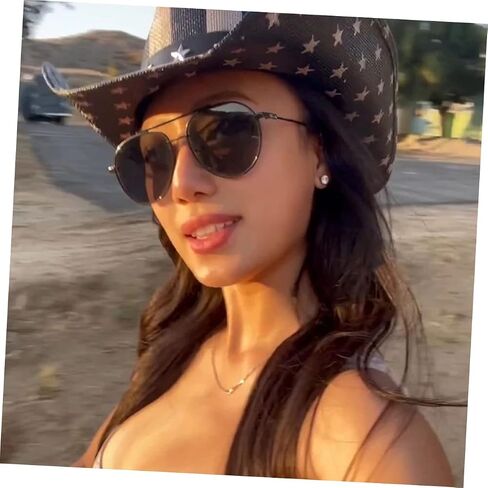 Veemoon Vintage Western Style Cowgirl Hat Unisex for Outdoor Parties Independence Day and Casual Wear Lightweight and Durable Accessory for Men and Women Black in Saudi Arabia