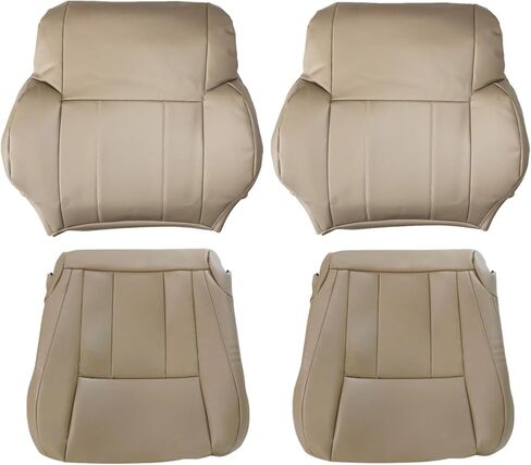 SecosAutoparts غطاء مقعد أمامي من جلد البلوط الداكن للسائق والراكب وغطاء مقعد سفلي جانبي وظهر علوي ووسادة إسفنجية متوافقة مع Toyota 4Runner Base Limited SR5 1996 1997 1998 2000 2001 2002 in Saudi Arabia