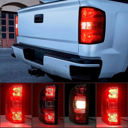 مجموعة مصابيح Wildwolf الخلفية لسيارة Chevy Silverado 1500 2500 3500 2500HD 3500HD 2007-2014، إشارة انعطاف الفرامل الخلفية، حدود سوداء، الجانب الخلفي الأيسر والأيمن in Kuwait