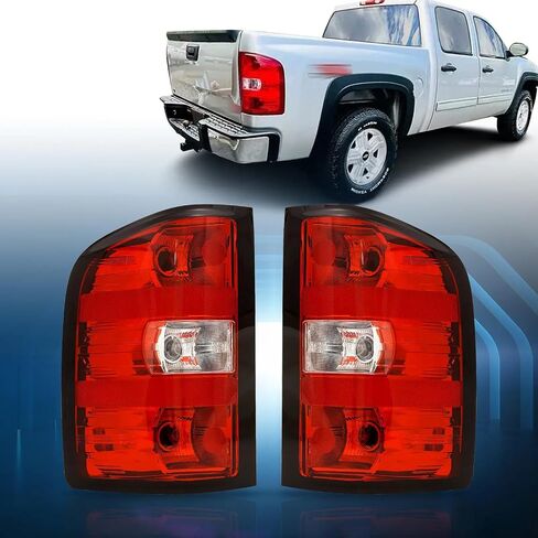 مجموعة مصابيح Wildwolf الخلفية لسيارة Chevy Silverado 1500 2500 3500 2500HD 3500HD 2007-2014، إشارة انعطاف الفرامل الخلفية، حدود سوداء، الجانب الخلفي الأيسر والأيمن in Kuwait