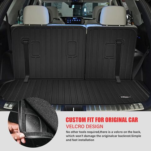 Floor Mats &Trunk Mat for 2024 Hyundai Santa FE 6/7 Seat with Backrest Mat All Weather TPE Rubber Cargo Liner Back Seat Cover 3rd Row for 2024 Hyundai Santa FE Accessories in Kuwait