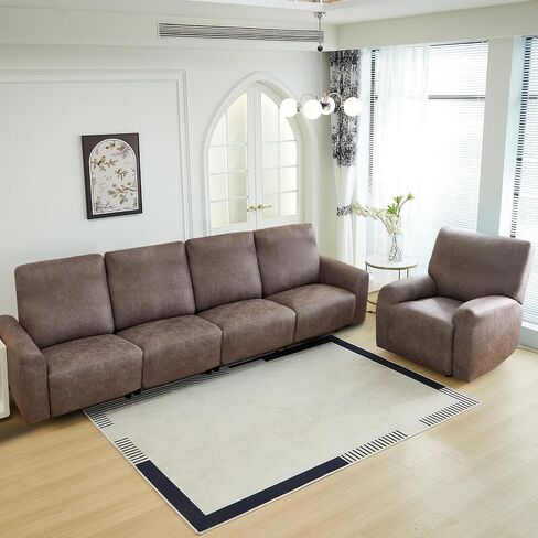 أغطية أريكة vctops ذات مظهر جلدي عتيق قابلة للتمدد، 10 قطع من أغطية أثاث RV المقاومة للماء، أغطية أريكة ناعمة قابلة للاستلقاء، غطاء أريكة غير قابل للانزلاق للكلاب والقطط (بني، 4 مقاعد) in Kuwait