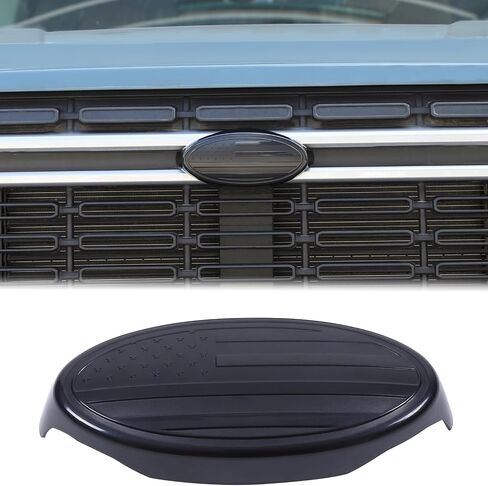 Aunginsy for Maverick 2022 غطاء تقليم الشعار الأمامي متوافق مع Ford Maverick 2023 2024 شعار الشبكة الأمامية غطاء شعار حلقة دائرية مركزية ملحقات غطاء الشعار المزخرف، نمط علم الولايات المتحدة الأمريكية in Kuwait