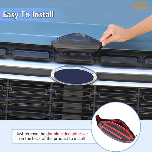 Aunginsy for Maverick 2022 غطاء تقليم الشعار الأمامي متوافق مع Ford Maverick 2023 2024 شعار الشبكة الأمامية غطاء شعار حلقة دائرية مركزية ملحقات غطاء الشعار المزخرف، نمط علم الولايات المتحدة الأمريكية in Kuwait