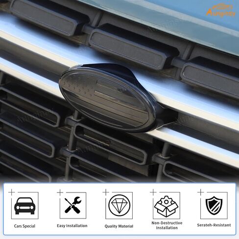 Aunginsy for Maverick 2022 غطاء تقليم الشعار الأمامي متوافق مع Ford Maverick 2023 2024 شعار الشبكة الأمامية غطاء شعار حلقة دائرية مركزية ملحقات غطاء الشعار المزخرف، نمط علم الولايات المتحدة الأمريكية in Kuwait