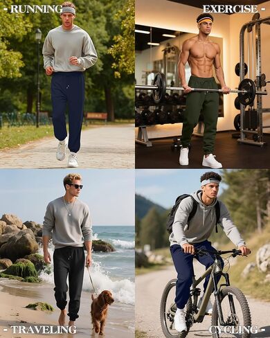 Huukeay 3 Pack Men's Sweatpants Lightweight Drawstring Joggers with Pockets Elastic Waist Workout Gym Running Lounge Pants in Saudi Arabia