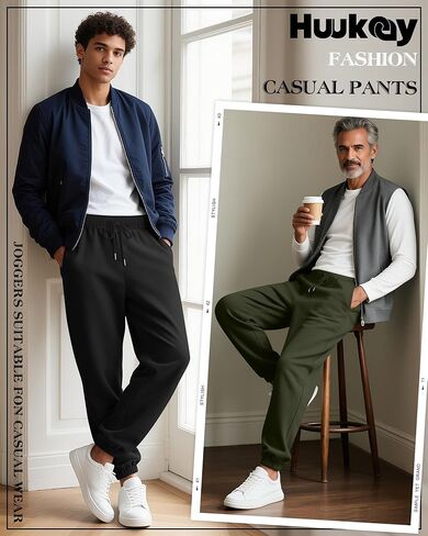 Huukeay 3 Pack Men's Sweatpants Lightweight Drawstring Joggers with Pockets Elastic Waist Workout Gym Running Lounge Pants in Saudi Arabia