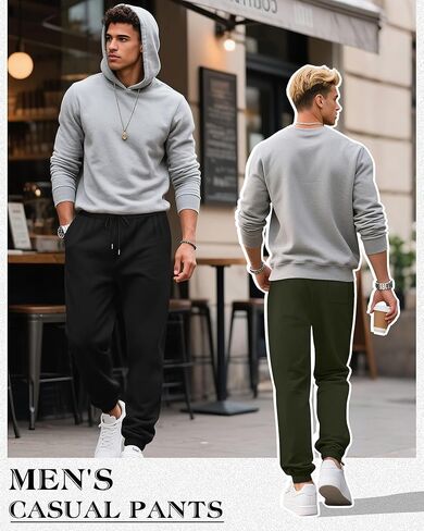 Huukeay 3 Pack Men's Sweatpants Lightweight Drawstring Joggers with Pockets Elastic Waist Workout Gym Running Lounge Pants in Saudi Arabia