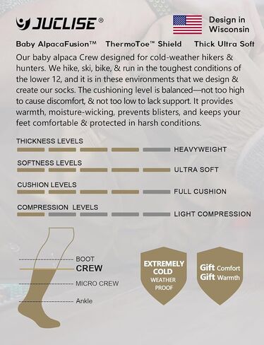 Alpaca Wool Warm Hiking Socks Heavyweight, Winter Outdoor Crew Calf Boot Socks Thick Thermal Fleece Moisture Wicking in Saudi Arabia