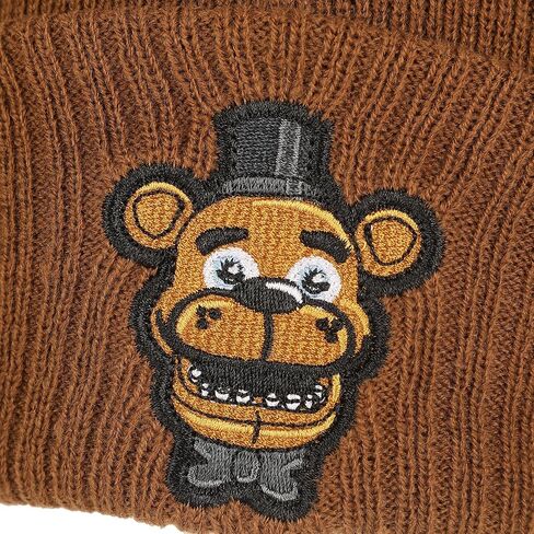 Five Nights at Freddy's Freddy Fazbear Fuzzy Jaquard and Freddy Embroidery Knit Cuff Beanie with Pom Cuff Beanie in Saudi Arabia