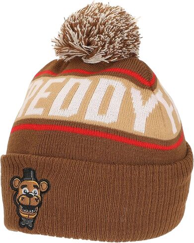 Five Nights at Freddy's Freddy Fazbear Fuzzy Jaquard and Freddy Embroidery Knit Cuff Beanie with Pom Cuff Beanie in Saudi Arabia