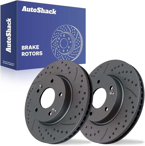 دوارات الفرامل الأمامية المحفورة والمشقوقة من AutoShack | بديل لسيارة كيا سول 2010-2011 2010-2013 فورتي كوب 2012-2013 Forte5 1.6L 2.0L 2.4L FWD | لمسة نهائية فضية غير لامعة | مجموعة 2 جهاز كمبيوتر | توربو جارد in Saudi Arabia