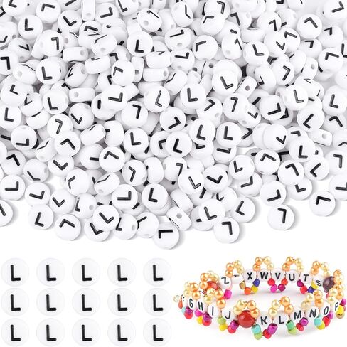 500pcs Letter I Beads, DIY Jewelry Making Supplies, Acrylic Cylindrical Beads for Friendship Bracelets & Accessories in Kuwait