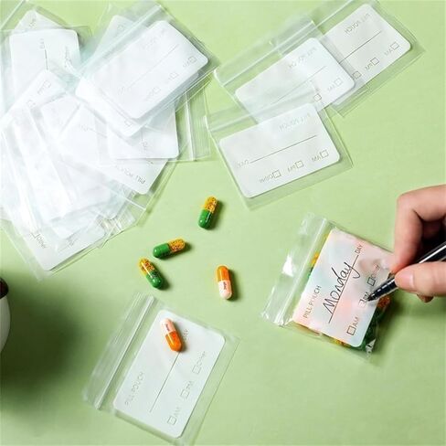 100 Pcs Reusable Pill Pouch Set, Small Medicine Organizer Bags for Pills, Vitamins, and Travel Essentials, Portable Storage Baggies in Saudi Arabia
